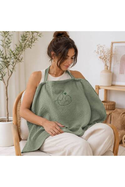 MundoLindo Breastfeeding Cover with Embroidery Detail, 100% Cotton, Double La...