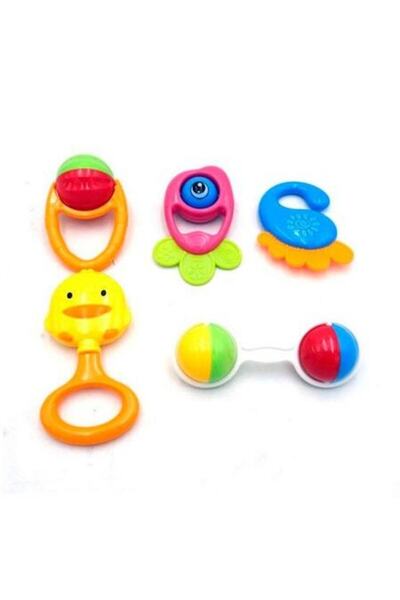 OEM Set of 5 baby rattles, multicolor, 14 cm, 3 months+