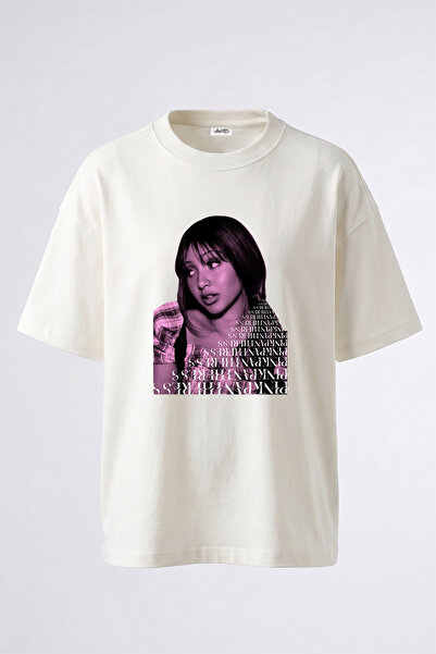 Anetos Pinkpantheress_3 Design Printed Oversize White T-Shirt