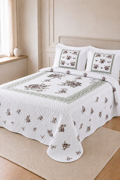 Hig Store Casual Dowry Gift Quilted Patterned Double / King Size Bedspread Se...