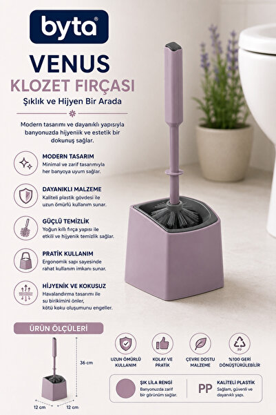 BYTA Venus Toilet Brush Set with Container, Ergonomic Handle, Hygienic Toilet...