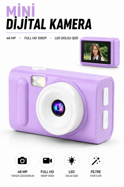 RAYLAX Cep Boy Mini Dijital Fotoğraf Makinesi LED Dolgu Işıklı Kompakt Vlog K...