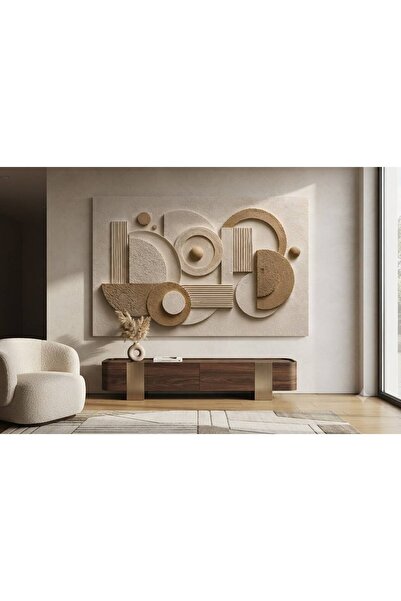 zeyrada Premium Modern Dekorasyon Kanvas Tablo Geometrik Formlu - 3D Kabartma...