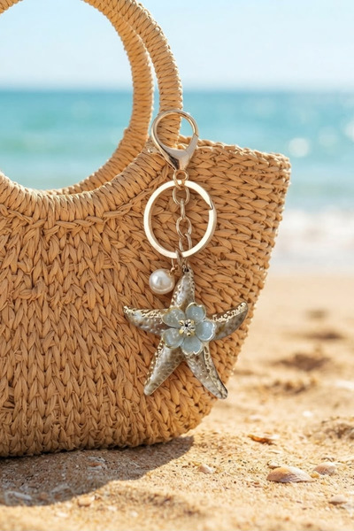 Jaida Moda Γυναικείο μπρελόκ με φιγούρα αστερία και λεπτομέρεια λουλουδιών, κ...