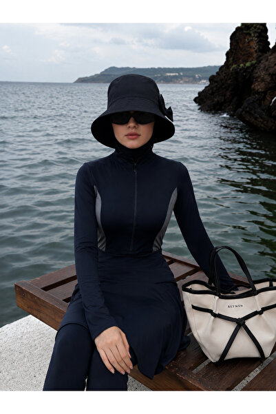 RAİR BEAUTY Women's Black Bucket Hat with Bow Detail - (Adjustable with the Hat's Brim for Tesettüre) Bucket Hat with Adjustable Velcro on the Back