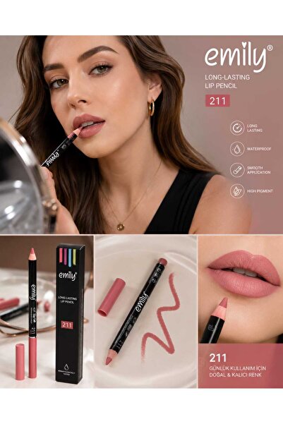 EMILY Automatic Lipliner 207 Gül Kurusu Dudak Kalemi – Uzun Süre Kalıcı, Yumu...