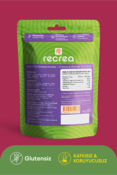 recrea snacks 1 Adet Glutensiz Peynirli & Mahlepli Kraker