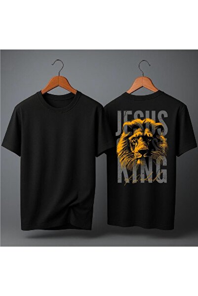 jesus king aslan baskılı oversize t-sirth