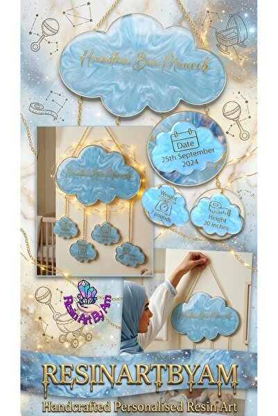 ResinArtByAm Personalised Baby birth stat sign