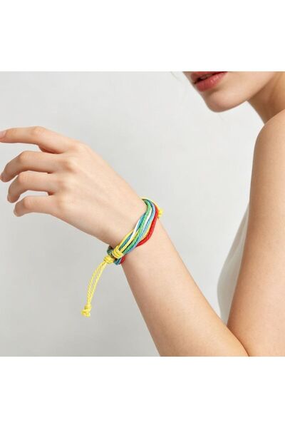 idei Faux Leather and rope bracelet, unisex adjustable with adjustable knot, ...