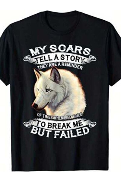799 Wolf My Scars Tell A Story Graphic - , Lightweight, Round Neck, Wear All ...