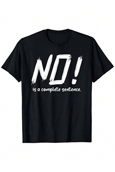 KYMC07 تي شيرت بطبعة 'NO Is A Complete Sentence' - تصميم عصري، قصة عادية برقب...