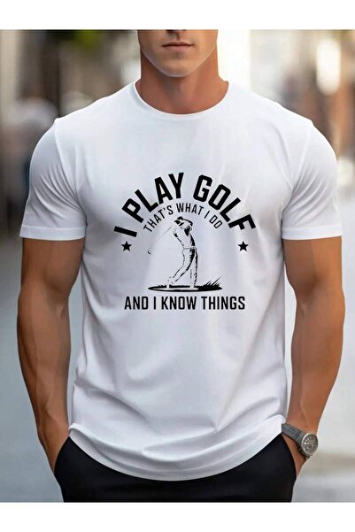 KYMC07 تي شيرت رجالي مطبوع عليه "Play Golf, That's What Do, And I Know A Lot ...