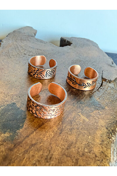 zadenza gold 100% pure copper triple ring adjustable size handcrafted copper ...