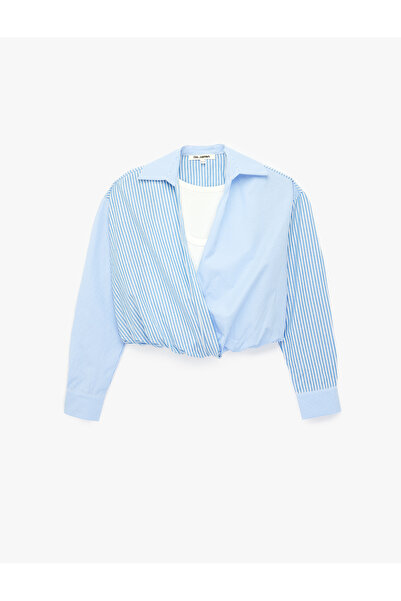 Koton Cotton Blend Comfortable Fit Layered Long Sleeve Striped Shirt