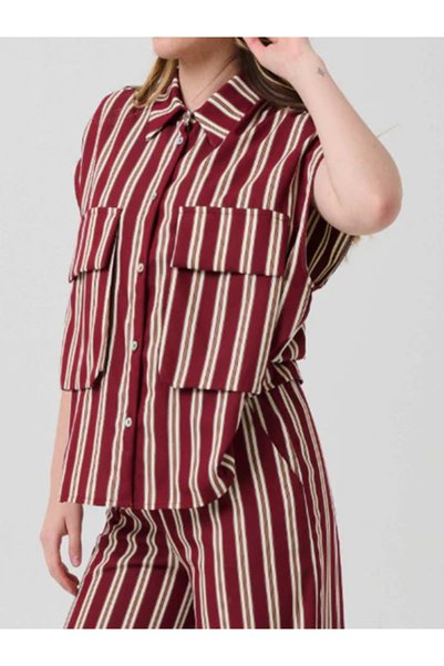 Haveone Cămașă fără mâneci cu dungi Bordeaux