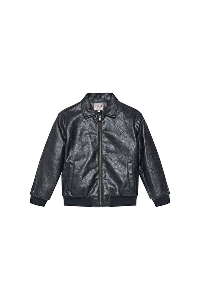 Guess Geacă de băiat din imitație de piele L5YL03W0100 Negru