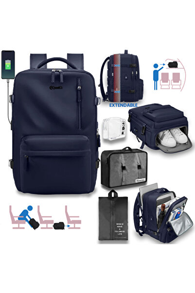 Quasar & Co. Rucsac voiaj, bagaj mana extensibil 43x30x20-28cm+husa haine+sac...