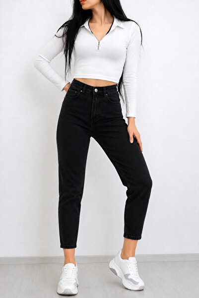 sion jeans Julia Milano Νέα Σεζόν Boyfriend Casual Γυναικεία Μαύρα Ψηλόμεσα Λ...