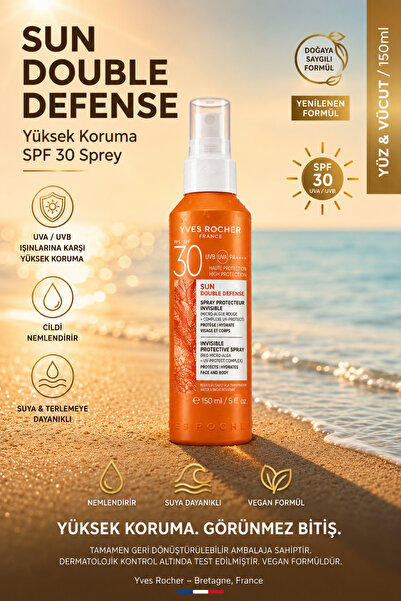 Yves Rocher Sun Double Defense Kırmızı Mikro-Alg & Hyalüronik Asitli Yüz Vücu...
