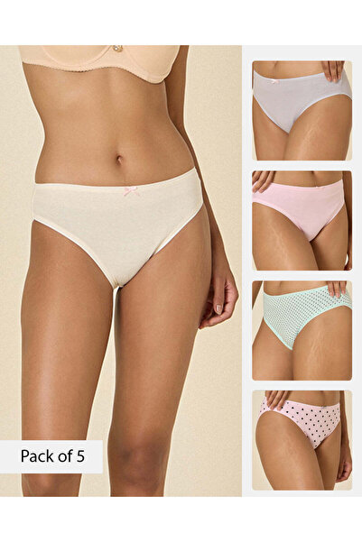 REDTAG Women Assorted 5 Pack High Leg Brief