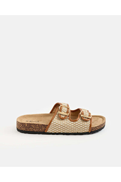 REDTAG Women Brown Textured Buckle Mule