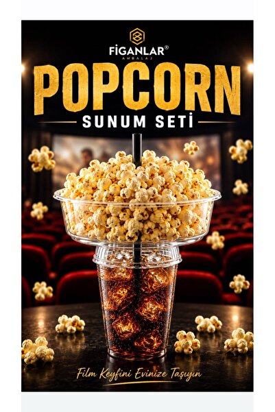 figanlar ambalaj Popcorn Sunum Seti Bardak Geçmeli Waffle Kase PET Bardak Siy...