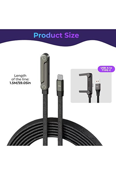 PWR Phone Charger, 2-in-1 Invisible Holder Charger Cable - 4.9FT 65W Braided Fast Charge with B