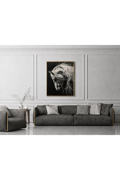 Ghaith Store Luxury White Horse Canvas Painting Modern Wall Art for Living Ro...