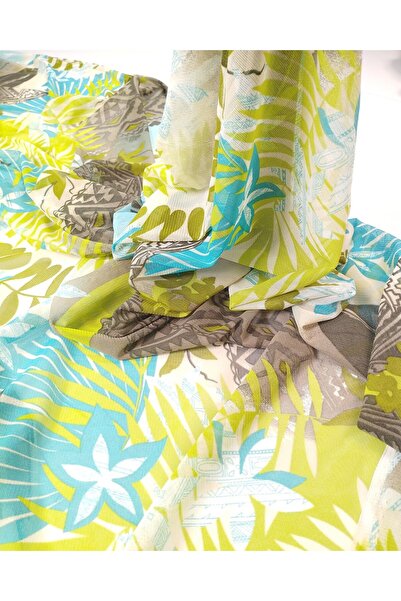 Kumaş Parça Blue Green Coffee Patterned Flexible Mesh Fabric Thin Soft Dress ...