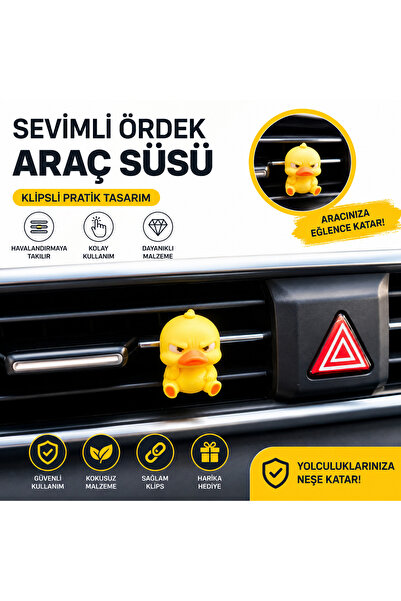 Razmo Sevimli Sinirli Ördek Araç İçi Havalandırma Klipsli Süs Torpido ve Pete...