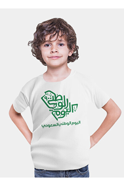 Generic عالم الموضة تيشرت قطن بطباعة عالية الجودة بتصميم اليوم الوطني السعودي
