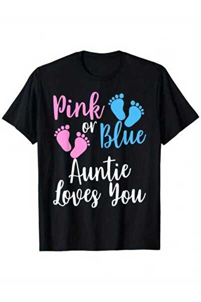 9JY تي شيرت Auntie Loves You للكشف عن جنس المولود - إعلان باللون الوردي أو ال...