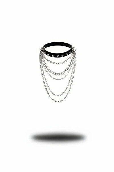 Angels Passion Black Choker Studded Multi Layered Chain Choker