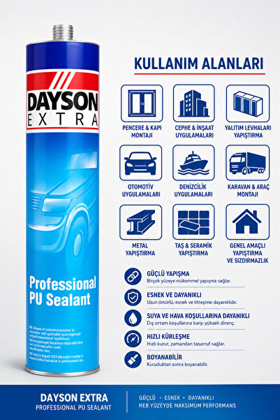 DAYSON Siyah Mastik Ekstra Güçlü Yapıştırıcı 280 Ml Üstün Yapışma ve İzolasyo...