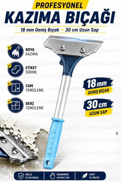 ellante Profesyonel Kazıma Bıçağı 30 Cm 18 Mm Değiştirilebilir Bıçaklı Boya C...