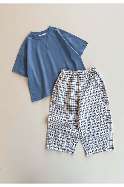 Cigit Oversize T-Shirt Set 2-10 Years Blue