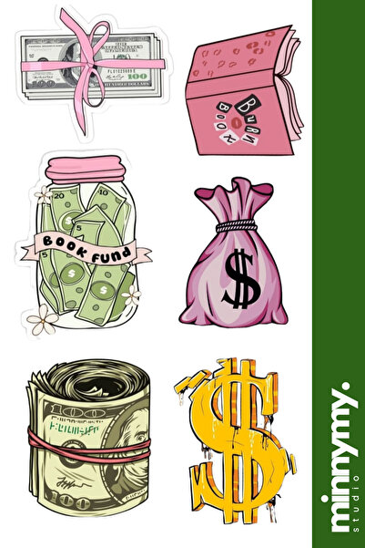 Minnymy Money Collection Sticker, Çıkartma, Ajanda, Günlük, Planlayıcı, Bulle...