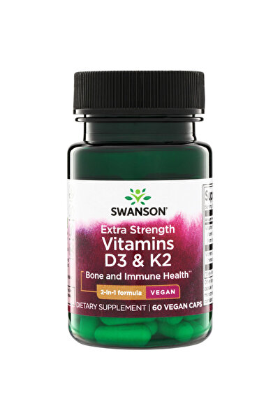 SWANSON Vitamine D3 (5000 UI) și K2 (100 mcg) cu concentrație suplimentară, 6...