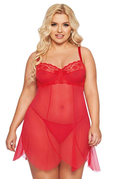 Softline Κόκκινο Νυχτικό 1895 από την Συλλογή Plus Size - 2XL, Κόκκινο