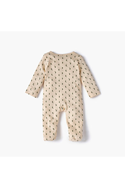 Juniors Printed Sleepsuit with Long Sleeves and Zip Closure