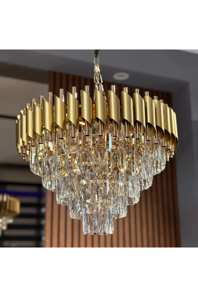 EmaNelcor Luxury Crystal Gold Chandelier 50 cm – Premium K9 Crystal and Gold ...
