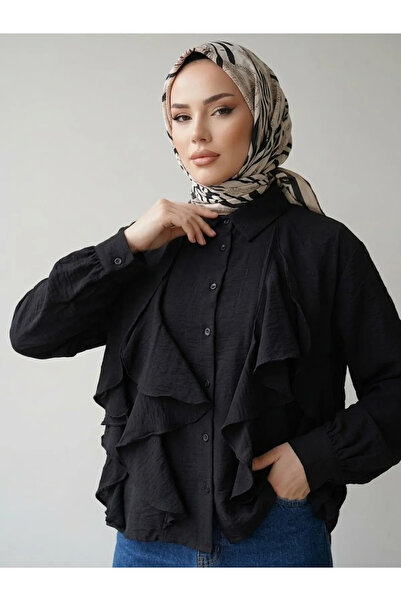 Foremia Ruffle Detail Tunic-Black