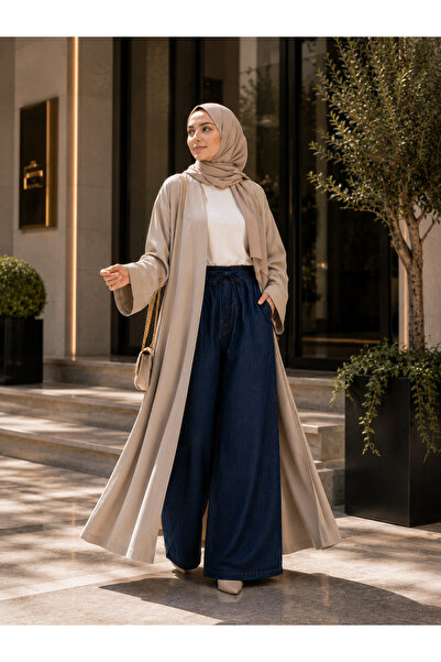 Safari Black Elastic Waist Wide Leg Pants, Hijab Modest, Daily Comfortable Pa...