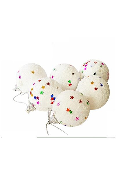 PartyMarty Party Marty Christmas Ornament Snowy Ball 4cm 6Pcs
