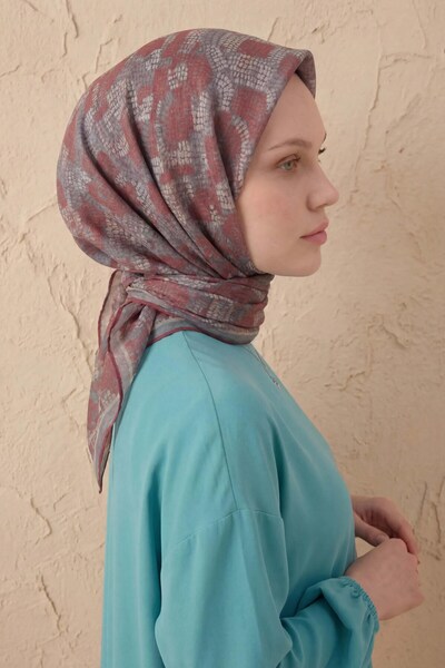 Silk Home Soft Scarf Melodi Pattern Red Gray 90X90