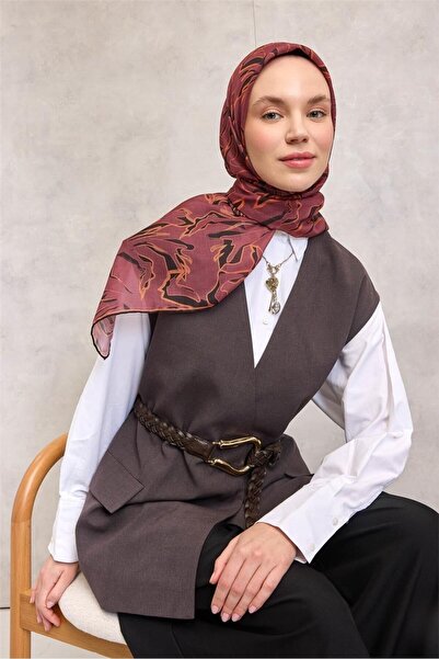 Silk Home وشاح ناعم من القطن والبوليستر بنمط تجريدي بلون البرقوق الفاتح مقاس ...