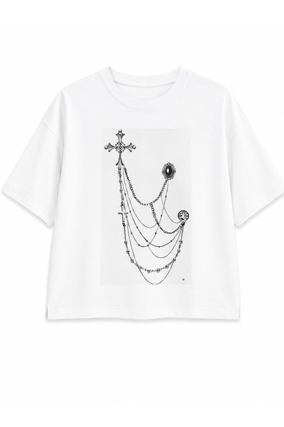 Classy Store Υπερμεγέθες βαμβακερό μπλουζάκι με στάμπα