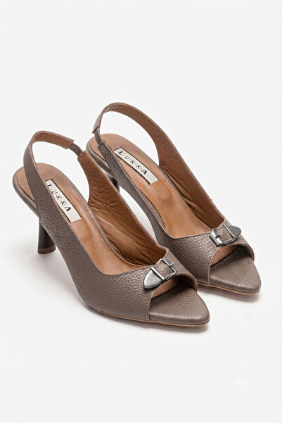 by selvi Lukka Shoes Genuine Leather Agnes Women's Buckle Detail Mink Heeled ...