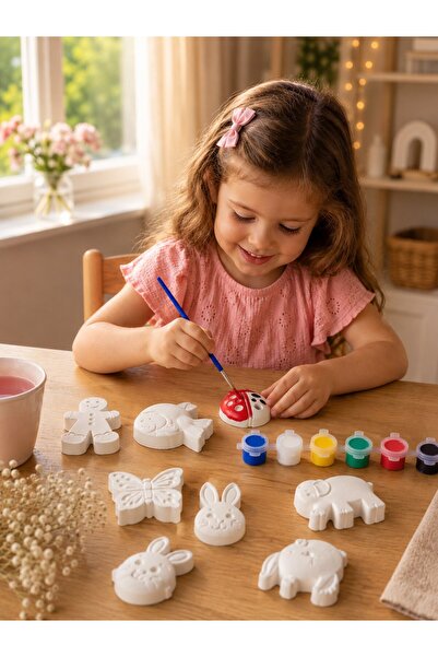 Denseden 10 parça (3D)Hayvanlar Alemi Taş Boyama Figür Çocuk Gelişimi Boyama Etkinlik Seti Zoo Stone Painting